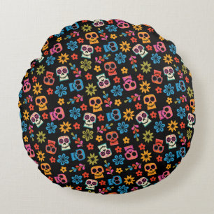 Disney Pixar Coco Sugar Skull & Floral Pattern Round Pillow