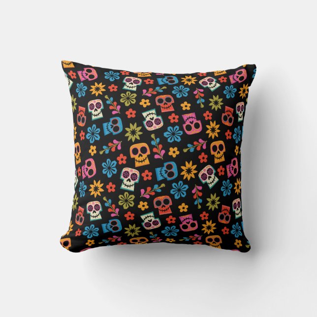 Disney Pixar Coco | Sugar Skull & Floral Pattern Throw Pillow (Front)
