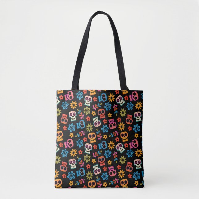 Disney Pixar Coco | Sugar Skull & Floral Pattern Tote Bag (Front)