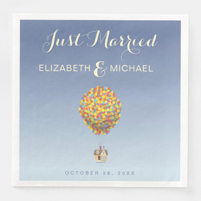 Disney Pixar Up Wedding | Just Married Napkin (Front)