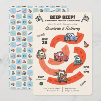 Disney Pixar's Cars Race Car Baby Shower Invitation