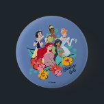 Disney Princess Adventure Gals 2 Inch Round Button<br><div class="desc">Ready, set, sparkle! Join your favourite Disney Princesses — Snow White, Tiana, Cinderella, Ariel, and Jasmine — as they team up in this vibrant floral design that’s bursting with confidence, courage, and charm. Surrounded by cheerful flowers and bold colours, this “Adventure Gals” artwork celebrates friendship, strength, and a little bit...</div>