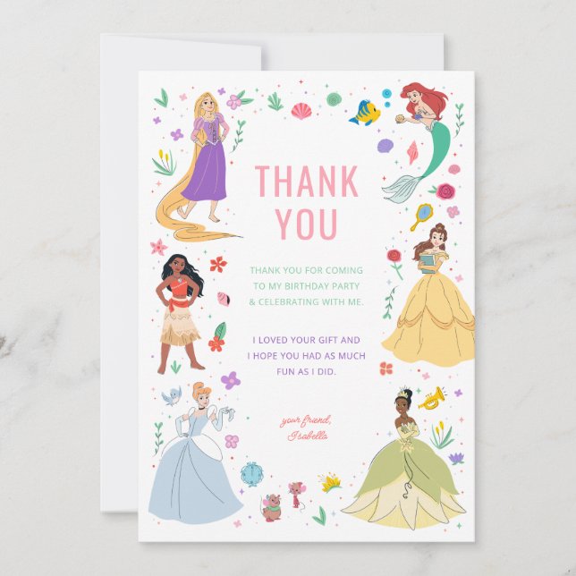 Disney Princess Anniversaire Floral Collal Merci (Devant)
