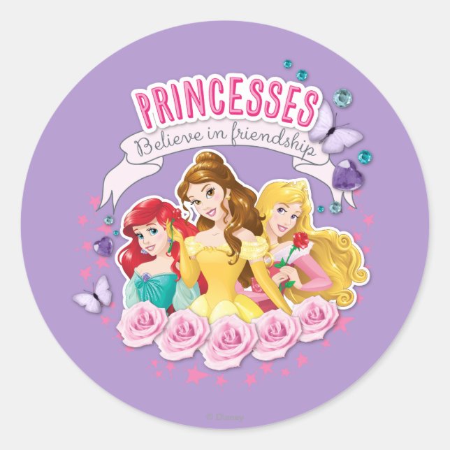 Disney Princess | Ariel, Belle and Aurora Classic Round Sticker (Front)