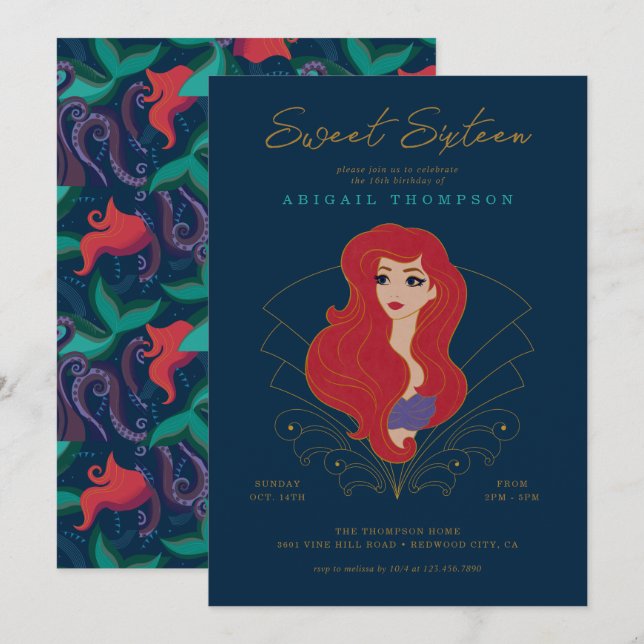 Disney Princess Ariel | Sweet 16 Birthday Invitation (Front/Back)