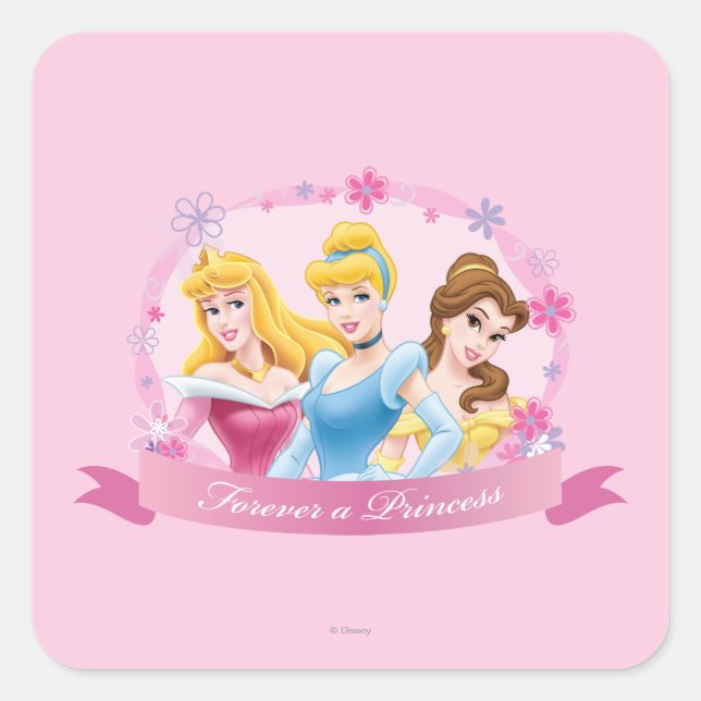 Disney Princess | Aurora, Cinderella and Belle Square Sticker (Front)