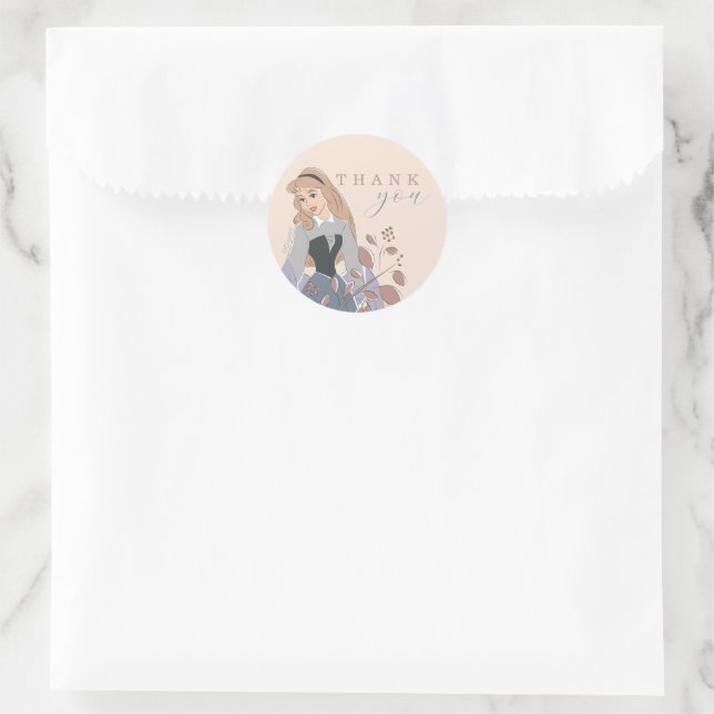 Disney Princess Aurora | Floral Birthday Classic Round Sticker (Bag)