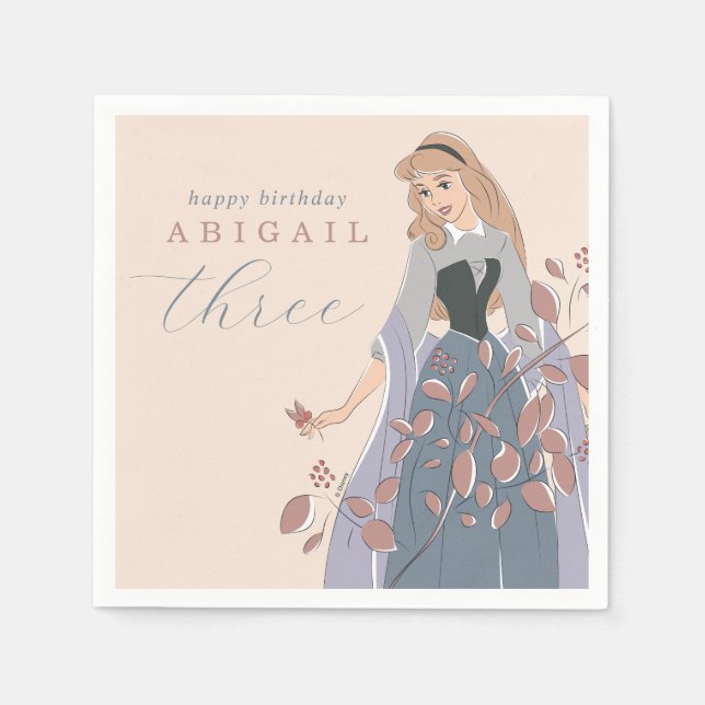 Disney Princess Aurora | Floral Birthday Napkin (Front)