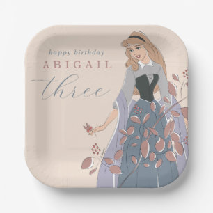 Disney Princess Aurora   Floral Birthday Paper Plate