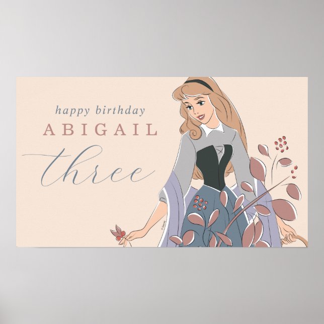 Disney Princess Aurora | Floral Birthday Poster (Front)