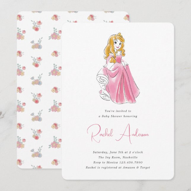 Disney Princess Aurora | Girl Baby Shower Invitation (Front/Back)