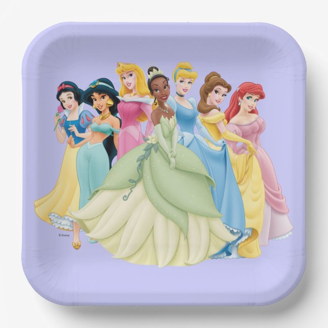 Disney Princess | Aurora, Tiana, Cinderella Centre Paper Plate (Front)