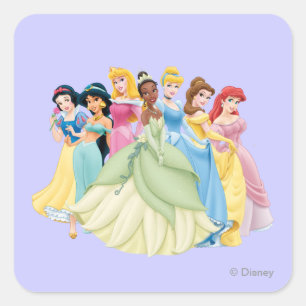 Disney Princess   Aurora, Tiana, Cinderella Centre Square Sticker