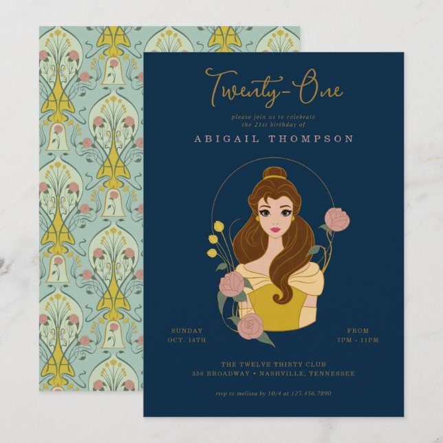 Disney Princess Belle | 21st Birthday Invitation (Front/Back)