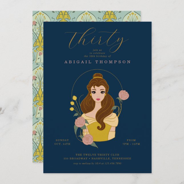 Disney Princess Belle | 30th Birthday Invitation (Front/Back)