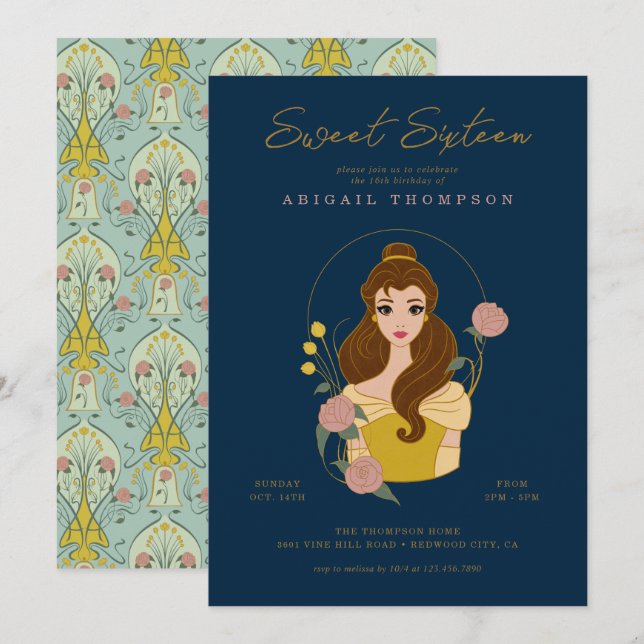 Disney Princess Belle | Sweet 16 Birthday Invitation (Front/Back)