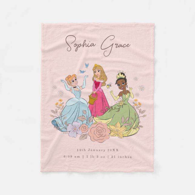 Disney Princess Birth Stats Keepsake Fleece Blanket (Front)