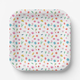 Disney Princess Birthday Floral Collage Paper Plate