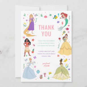 Disney Princess Birthday Floral Collage Thank You Card