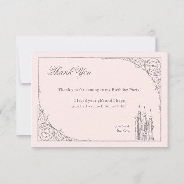 Disney Princess Castle | Fairy Tale Thank You Invitation (Front)