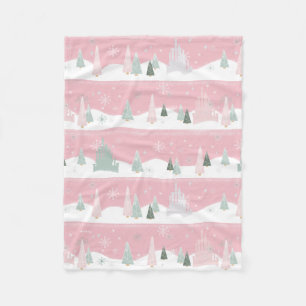 Disney Princess Castle Winter Holiday Pattern Fleece Blanket