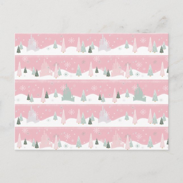 Disney Princess Castle Winter Holiday Pattern Postcard (Front)