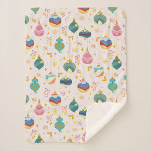Disney Princess Christma Ornament Pattern Sherpa Blanket