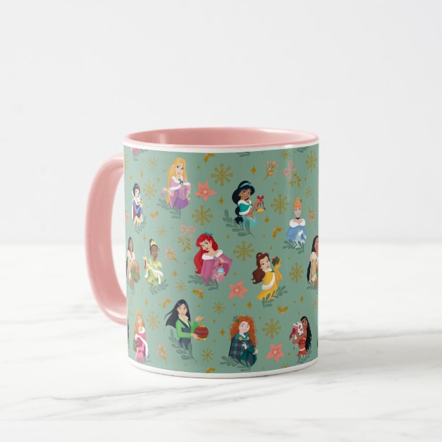 Disney Princess Christmas Holiday Pattern Mug (Front Left)