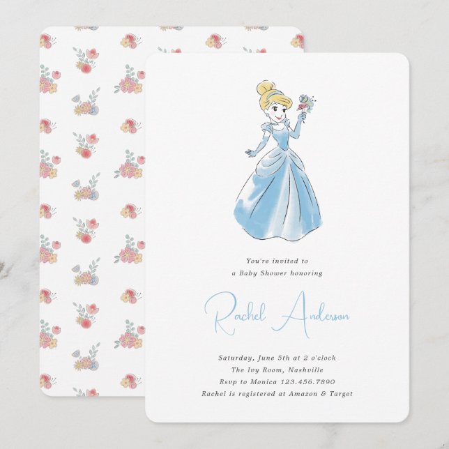 Disney Princess Cinderella | Girl Baby Shower Invitation (Front/Back)