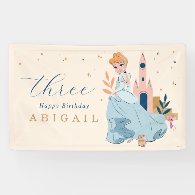 Disney Princess Cinderella Pink Birthday Banner (Horizontal)