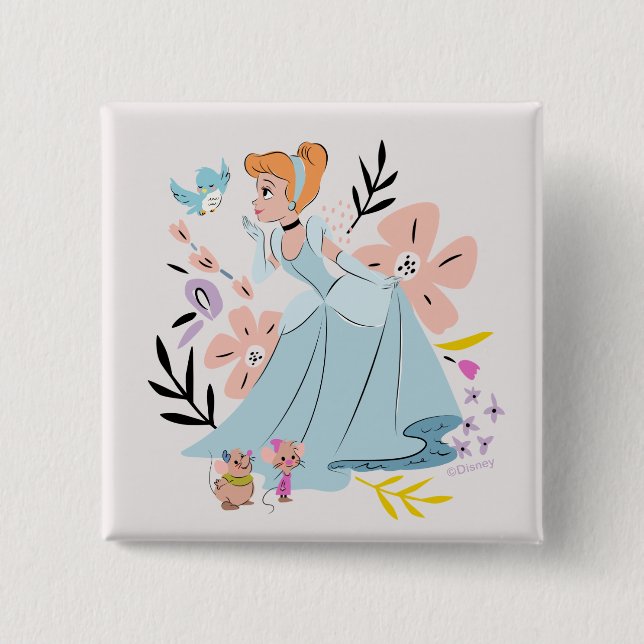 Disney Princess | Cinderella & the Animals 2 Inch Square Button (Front)
