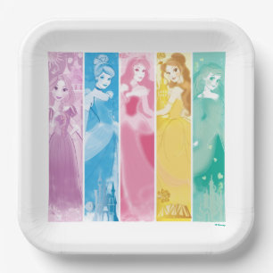 Disney Princess Colorful Portrait Collection Paper Plate