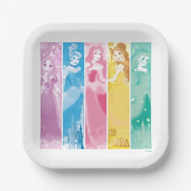 Disney Princess Colourful Portrait Collection Paper Plate (Front)