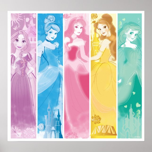 Disney Princess Colourful Portrait Collection Poster (Front)