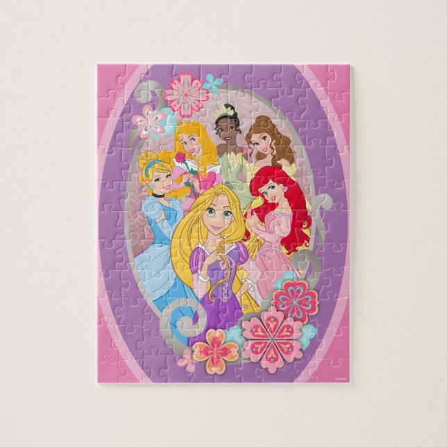 Disney Princess Floral Frame Jigsaw Puzzle (Vertical)
