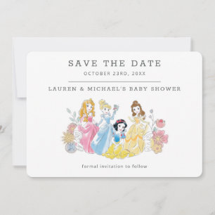 Disney Princess Floral   Girl Baby Shower Save The Date