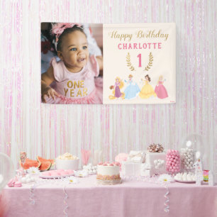 Disney Princess   Floral Gold Confetti - Photo Banner