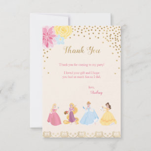 Disney Princess   Floral Gold Confetti Thank You Card