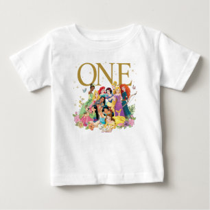 Disney Princess Gold Floral 1st Birthday Baby T-Shirt