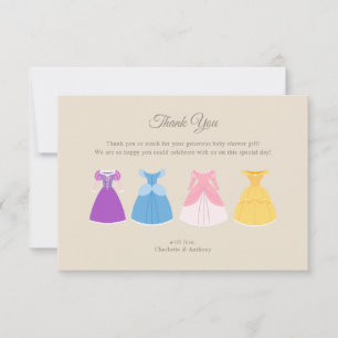 Disney Princess Gold Floral Baby Shower Thank You Card