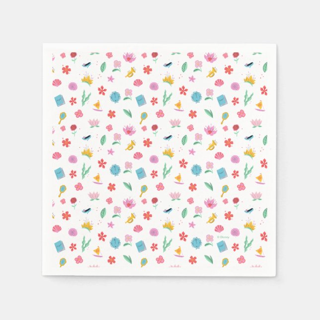 Disney Princess Gold Floral Birthday Napkin (Front)