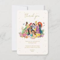 Disney Princess Gold Floral Birthday Thank You
