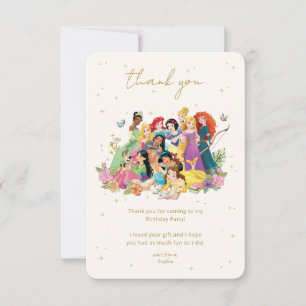 Disney Princess Gold Floral Birthday Thank You Card