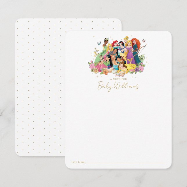Disney Princess Gold Floral Girl Baby Shower Card (Front/Back)
