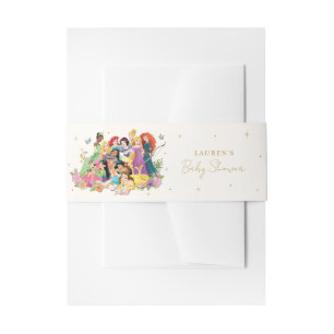 Disney Princess Gold Floral Girl Baby Shower Invitation Belly Band
