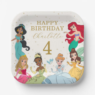 Disney Princess Gold Sparkle Birthday Paper Plate