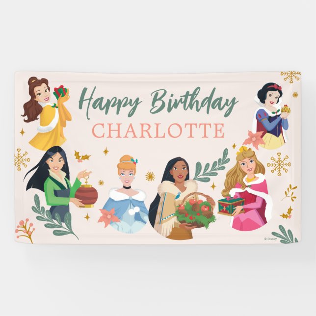 Disney Princess Holiday Birthday Banner (Horizontal)