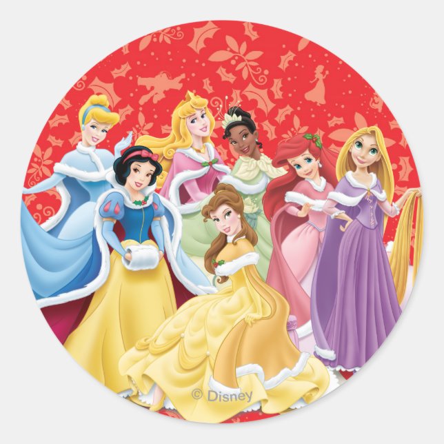Disney Princess | Holiday Dresses Classic Round Sticker (Front)