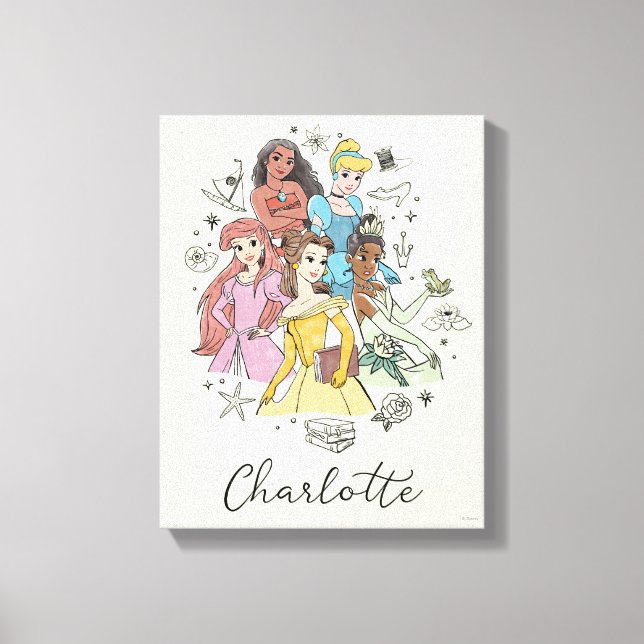 Disney Princess Marker Doodles Canvas Print (Front)