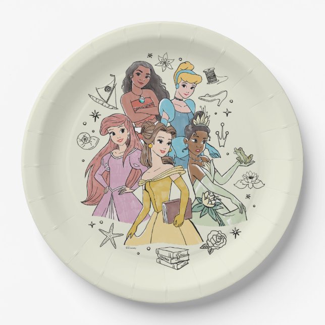 Disney Princess Marker Doodles Paper Plate (Front)